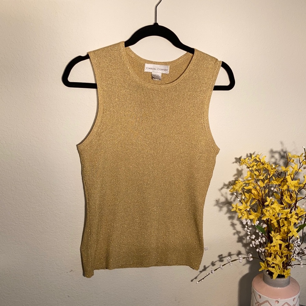 Casual Corner Sleeveless Gold Ladies Top